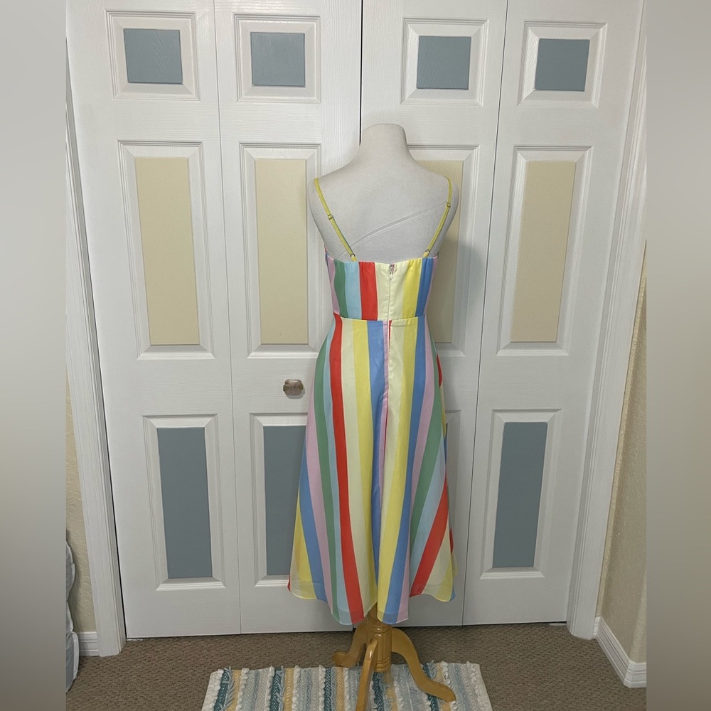 Lulu’s Winning Smile Rainbow Striped Sleeveless Midi Dress Size Small - Picture 3 of 12
